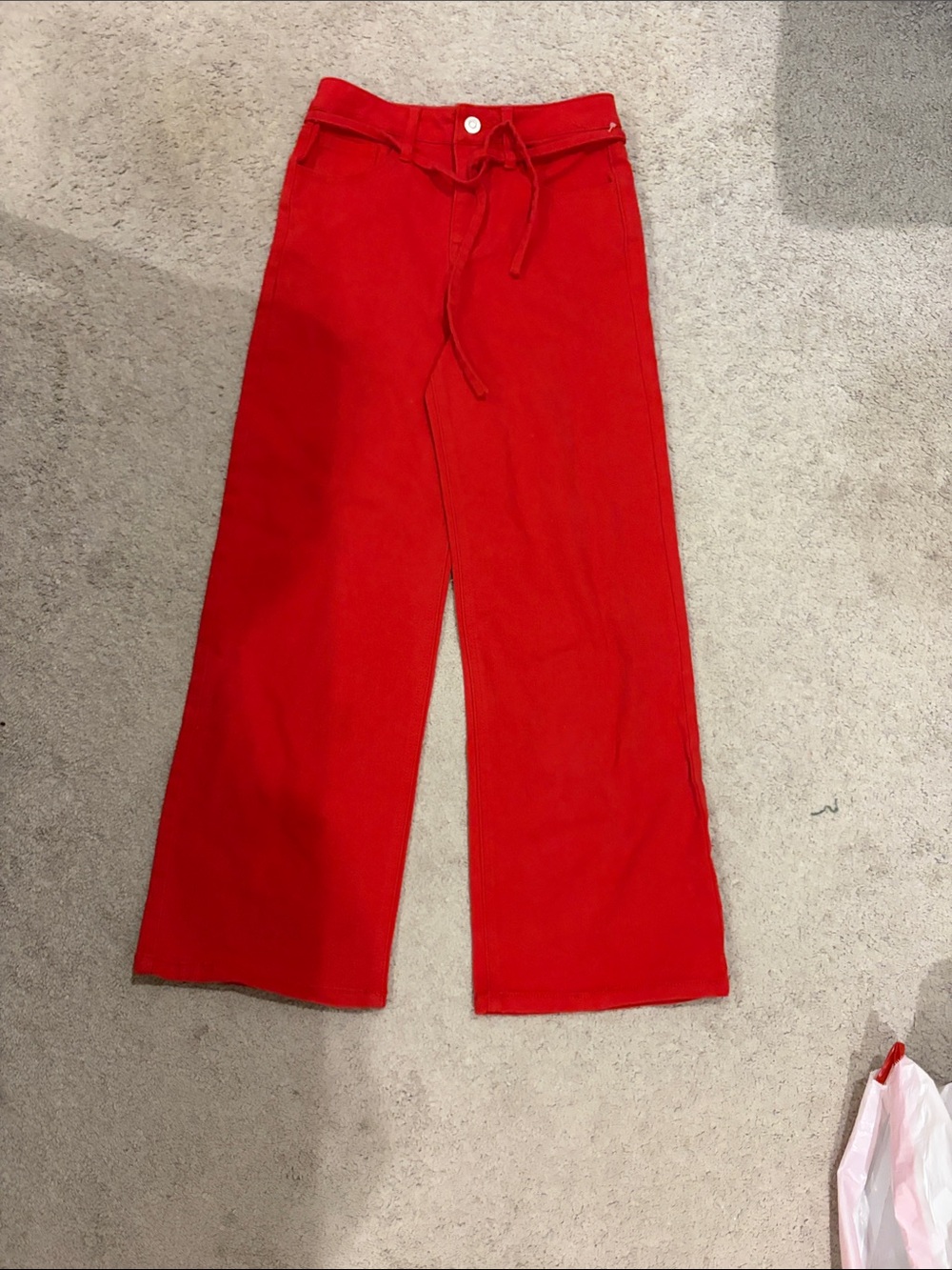 GB girls Red Wide-Leg Jeans with Drawstring